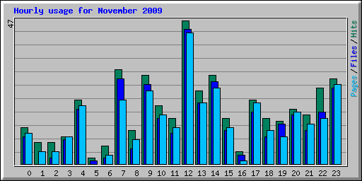 Hourly usage for November 2009